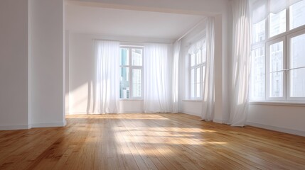 Fototapeta premium empty room with windows