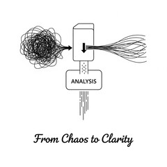 Chaotic lines processed into organized strands through analysis chaos clarity