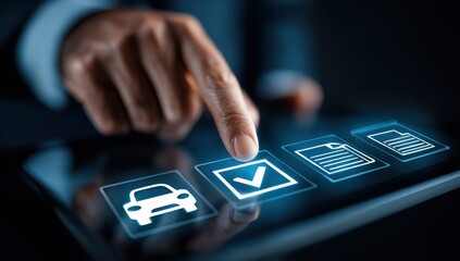 Person using digital tablet to check off items