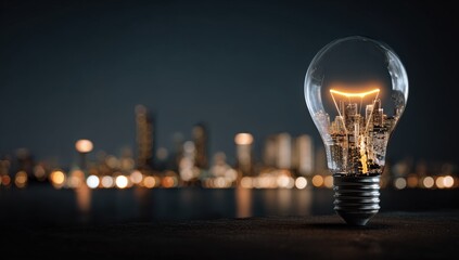 Illuminated city within a lightbulb