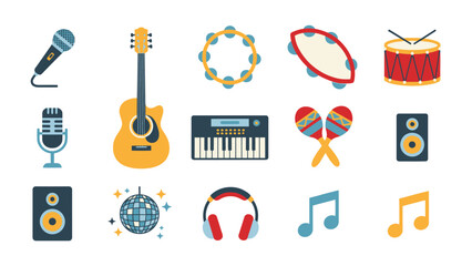 Musical Instrument Array: A collection of diverse musical instruments and tools, capturing the essence of musical creation, composition, and performance. Representing musical variety.