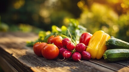 vegetables on a wooden table
