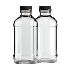 Empty clear bottles display for beverage storage studio setting product photography minimalistic style