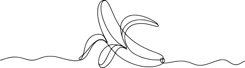 Peeled banana abstract line art fruit food