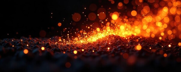 Fototapeta premium Fiery Sparkles Ignite and Burn A Captivating Display of Ephemeral Beauty and Destructive Power Against a Black Background