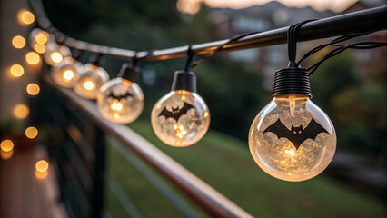 Vector illustration of an abstract halloween party decoration with cute bat inside the bulb