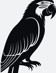 Fototapeta premium Parrot Bird Vector Logo in Black and White, Minimalist and Simple Design, Ideal for Wildlife Branding, Nature Illustration, and Unique Animal Identity 