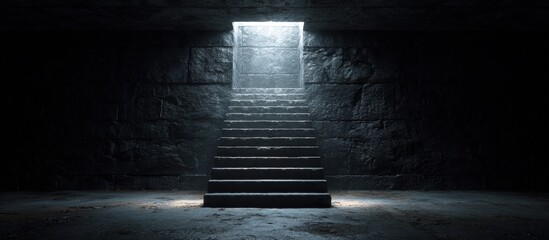 Dark basement stairs leading to light
