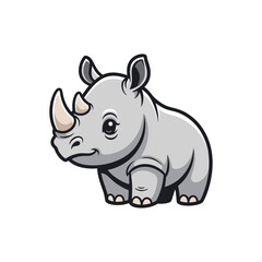 Illustration of a baby rhino on a white background