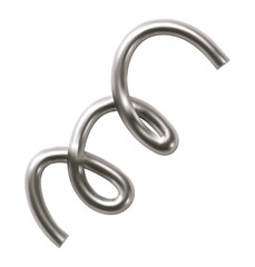 3d chrome line shape. Metal spiral, abstract wave liquid element. Hologram steel ribbon, swirl,...