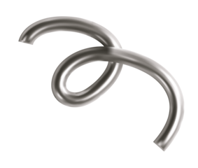 3d chrome line shape. Metal spiral, abstract wave liquid element. Hologram steel ribbon, swirl, curve, squiggle figure. Y2k chrome shape