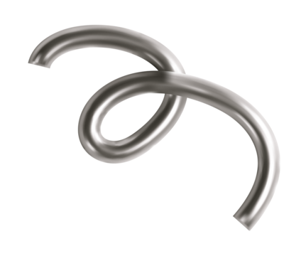 3d chrome line shape. Metal spiral, abstract wave liquid element. Hologram steel ribbon, swirl, curve, squiggle figure. Y2k chrome shape - Powered by Adobe