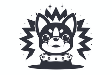 Stylized of a Westie Dog with Jewel Collar on White Background