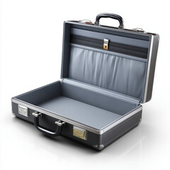 open briefcase isolated on white background 