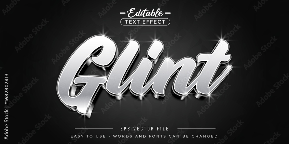Poster chrome glint editable text effect.