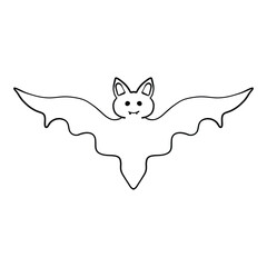 Clipart hand drawn bat for Halloween decoration, doodles outline. cute hand drawn design for print, coloring, wallpaper.