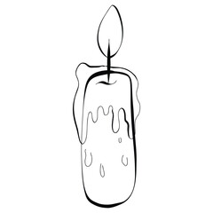 Clipart hand drawn candle for Halloween decoration, doodles outline. cute hand drawn design for print, coloring, wallpaper.