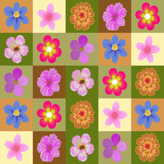 Natural fabric  seamless pattern white floral pattern on blue background as a pattern