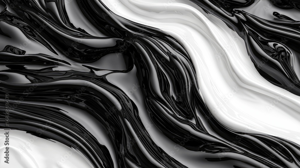 Poster abstract black and white marble texture with fluid motion and swirling patterns for artistic backgro