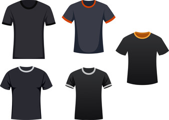 Black T Shirt Illustration Set