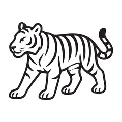 Obraz premium Bold black and white illustration of a walking tiger.