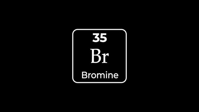 35 Number bromine icon animation on black background 4k video.