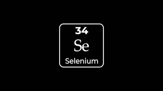 34 Number selenium icon animation on black background 4k video.