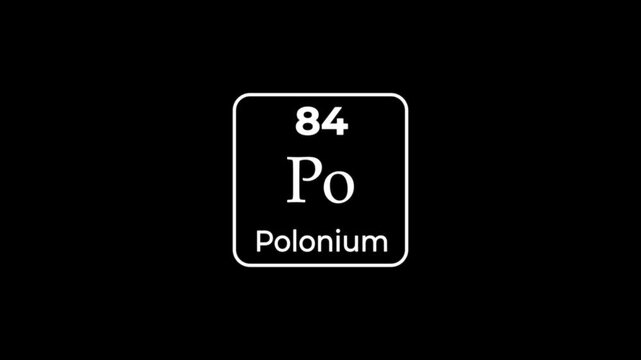 86 Number polonium icon animation on black background 4k video.