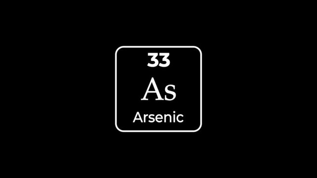33 Number arsenic icon animation on black background 4k video.
