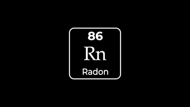 86 Number radon icon animation on black background 4k video.
