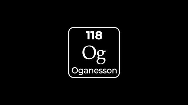 118 Number oganesson icon animation on black background 4k video.