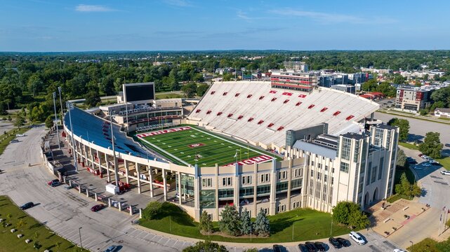 Indiana University Memorial Stadium Aerial Birds Eye View