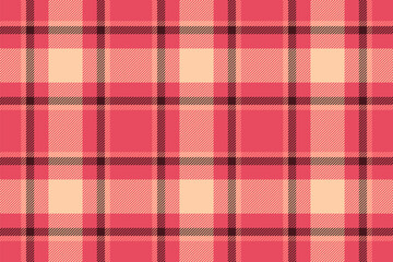 Continuity background seamless tartan, funky fabric vector pattern. Warm textile texture check plaid in red and orange colors.
