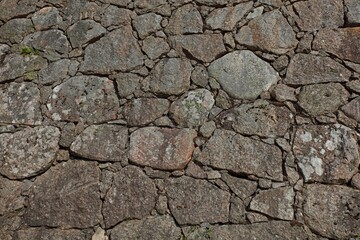 Closeup of old stone wall background texture.