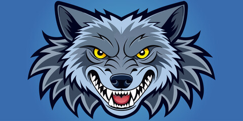 A highly detailed, realistic close-up of a snarling wolf's head. The wolf has sharp fangs, piercing eyes, and a fierce expression, showing aggression or readiness to defend. Its fur is thick and textu