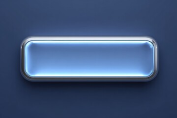 Metallic button, glowing blue