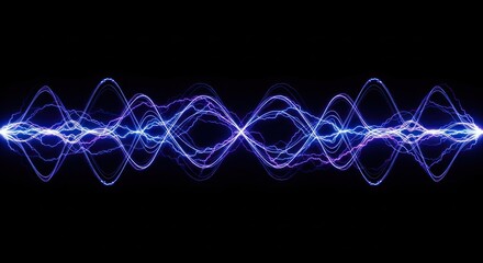 Intricate waveform pattern with luminous arcs and vibrant electrical energy showcase