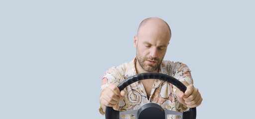 Irresponsible driver falling asleep while driving