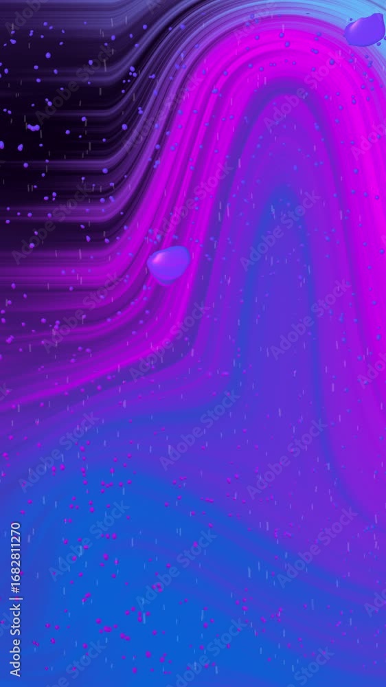 Poster fluid forms in vibrant purple and blue hues flow dynamically, creating a mesmerizing visual experien