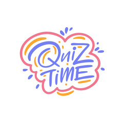 Quiz Time handwritten calligraphy lettering phrase.