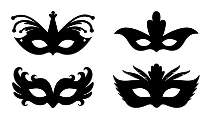 Elegant Black and White Masquerade Masks Four Unique Designs for Festive Occasions