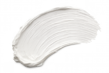 Textured white paint brush stroke creating a dynamic shape on a transparent background, ideal for design projects