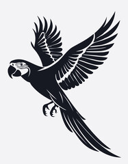 Obraz premium Macaw Bird Vector Logo in Black and White, Minimalist and Simple Design Perfect for Wildlife Branding and Nature Illustration 