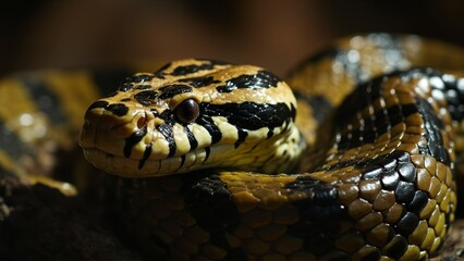 Fototapeta premium Close-up of a dangerous brown snake