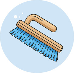 Blue bristles cleaning brush in circle