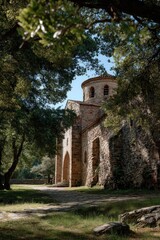 Naklejka premium Ancient Santa Coloma Church in Sunlight 