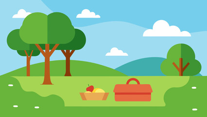 Relaxing Picnic in the Park with a Blanket for Outdoor Leisure and Food