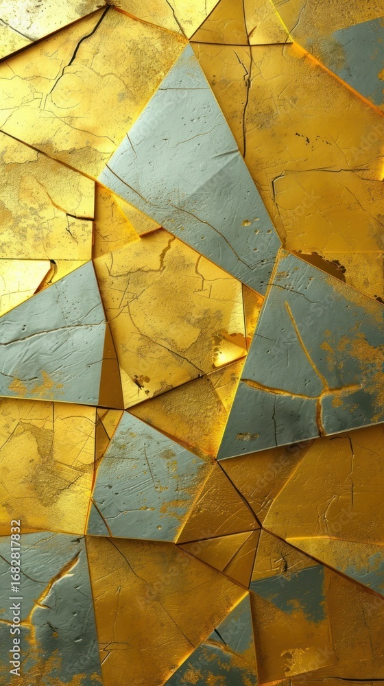 Poster gold geometric pattern with some paint on it abstract texture paper.