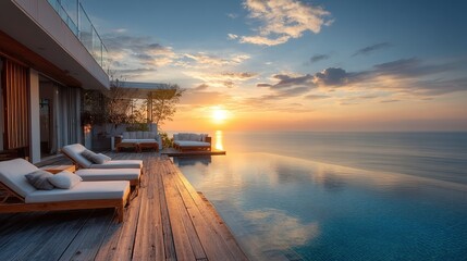 Naklejka premium sunset on the pier