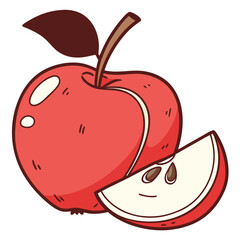 Charming Cartoon Apple with Leaf